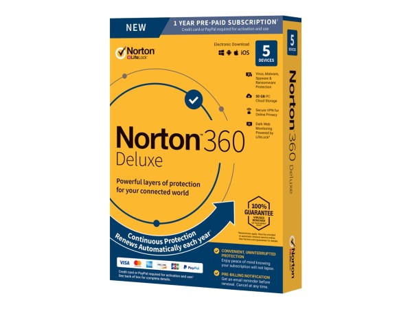 Symantec Norton 360 Deluxe - 5 Geräte, 50 GB